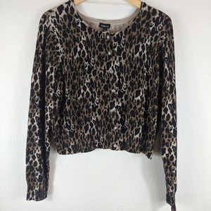 Torrid Leopard Print Rhinestone Button Cardigan 2X
